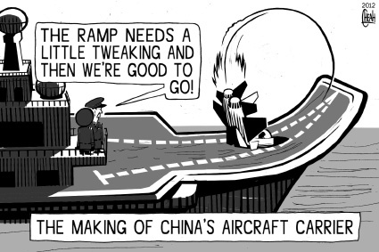 Cartoon: China aircraft carrier (medium) by sinann tagged china,aircraft,carrier,first