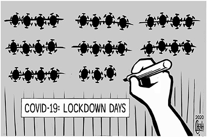 Cartoon: Covid 19 lockdown days (medium) by sinann tagged covid,19,coronavirus,lockdown,days,number