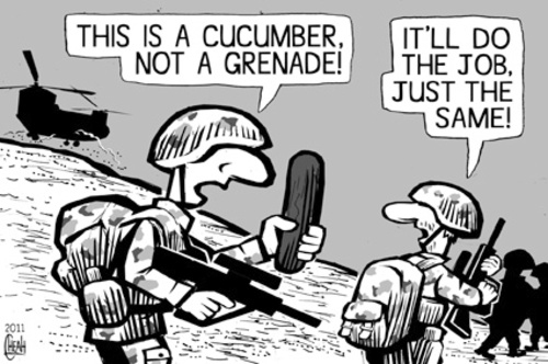 Cartoon: Deadly cucumber (medium) by sinann tagged cucumber,deadly,grenade