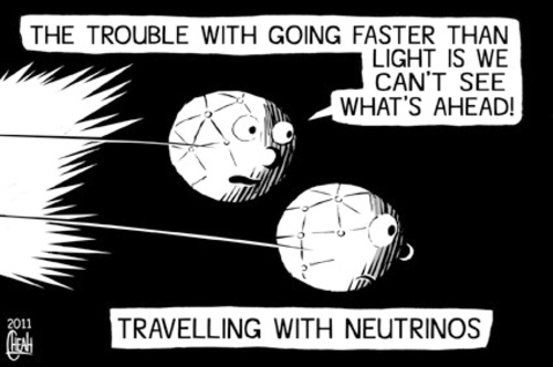 Cartoon: Faster than light (medium) by sinann tagged neutrinos,light,speed,faster