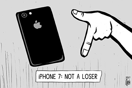 Cartoon: iPhone 7 (medium) by sinann tagged iphone,loser,hand,gesture