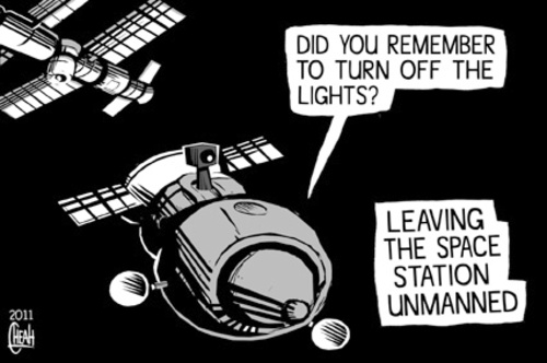 Cartoon: ISS unmanned (medium) by sinann tagged international,space,station,crew,unmanned,leave