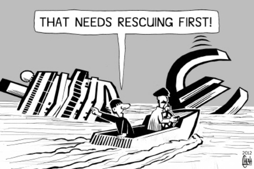 Cartoon: Italian cruise rescue (medium) by sinann tagged italian,cruise,ship,costa,concordia,euro,rescue