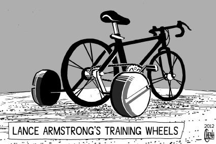 Cartoon: Lance Armstrong (medium) by sinann tagged lance,armstrong,steroids,training,wheels,bicycle