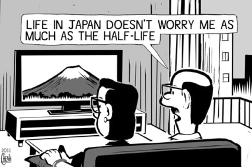 Cartoon: Life in Japan (medium) by sinann tagged japan,life,radiation,radioactivity,half
