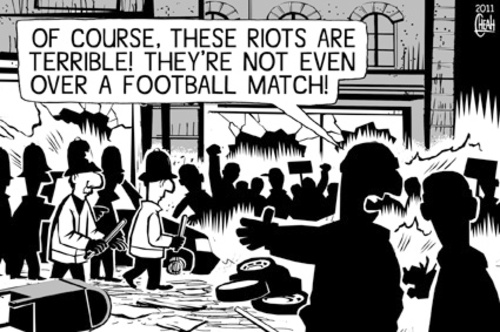 Cartoon: London riots (medium) by sinann tagged london,riots,football,match