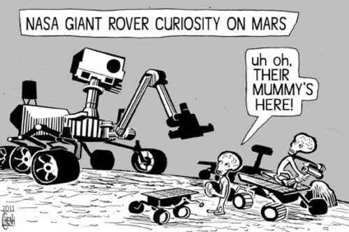Cartoon: Nasa Mars Rover Curiosity (medium) by sinann tagged nasa,mars,curiosity,rover