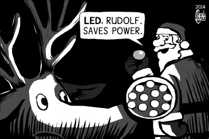 Cartoon: Rudolf LED nose (medium) by sinann tagged rudolf,reindeer,santa,claus,red,nose,led,christmas