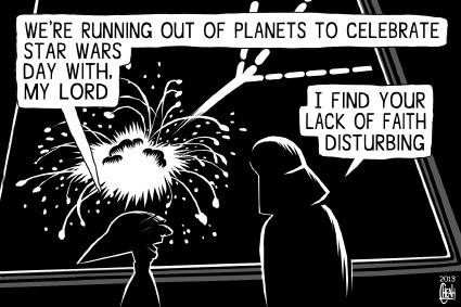 Cartoon: Star Wars Day (medium) by sinann tagged star,wars,day,may,the,fourth,darth,vader,celebration