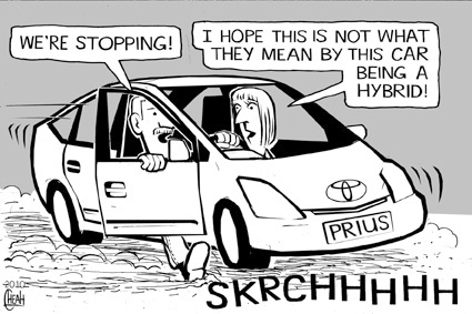 Cartoon: Toyota hybrid Prius (medium) by sinann tagged toyota,prius,brakes,hybrid