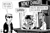 Cartoon: Bitcoin to US Dollar (small) by sinann tagged bitcoin,currency,us,dollar,rates,changer,money