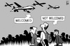 Cartoon: Migrants and drones (small) by sinann tagged migrants refugees drones welcome