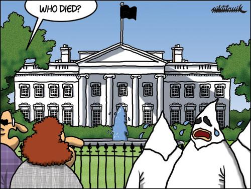 Cartoon: Who died? (medium) by Nik Titanik tagged barack,obama,the,white,house,usa,john,mccain,george,bush