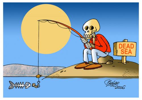 Cartoon: Dead Sea (medium) by Salas tagged dead,sea,fish,skull,corpse,