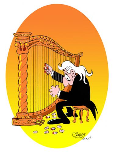 Cartoon: Oops...! (medium) by Salas tagged music,harp,