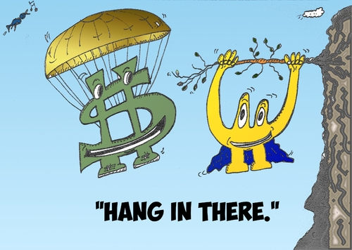 Cartoon: Falling Dollar Euro cartoon (medium) by BinaryOptions tagged bucky,buck,euroman,euro,eur,usd,dollar,europe,american,caricature,financial,editorial,business,comic,cartoon,optionsclick,binary,options,trader,option,trading,trade,news