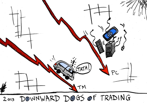 Cartoon: Tata Motors and PCs low comic (medium) by BinaryOptions tagged comic,cartoon,webcomic,caricature,editorial,business,finance,market,trade,trader,trading,tata,motors,pc,personal,computer,news,binary,option,options,optionsclick,investor,investors,investment,stocks,stock