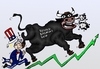 Cartoon: Bull market tramples Uncle Sam (small) by BinaryOptions tagged binary,option,options,trade,trader,trading,optionsclick,bull,market,trample,uncle,sam,dow,jones,djia,industrial,average,capita,income,jobs,caricature,editorial,financial,news,business,cartoon,webcomic