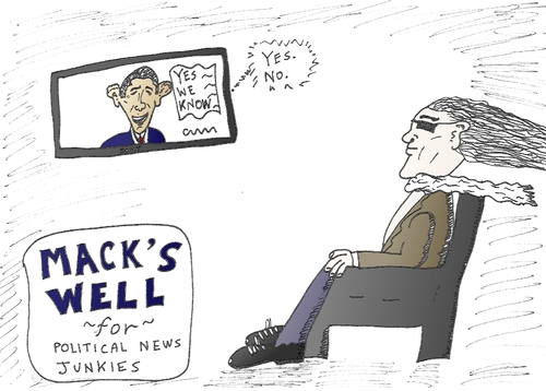 Cartoon: Macks Well for news junkies (medium) by BinaryOptionsBinaires tagged optionsclick,headlines,events,politics,news,trader,trading,option,options,binary,heads,talking,caricature,cartoon