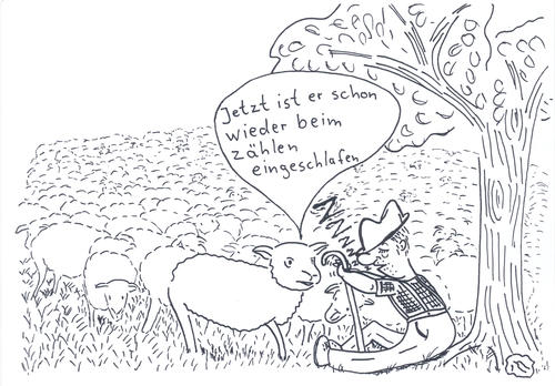 Cartoon: Schäfchen zählen (medium) by heike gerber tagged schlaf,schaf,hirte,schafherde