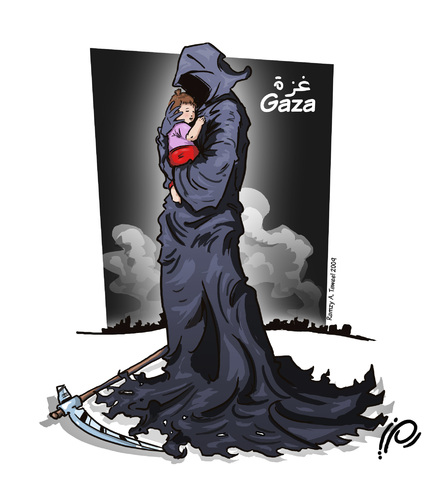 Cartoon: Grim reaper Gaza enfants (medium) by ramzytaweel tagged grim,reaper,gaza,palestine,death