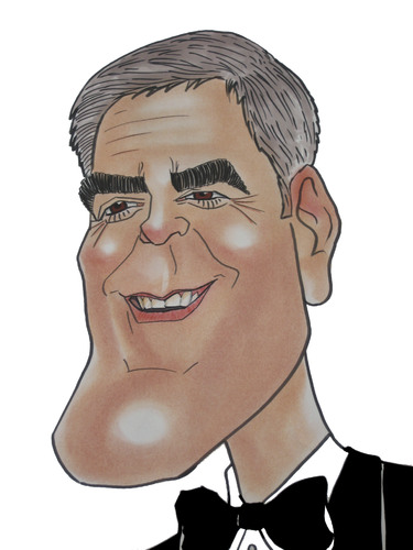 Cartoon: George Clooney (medium) by Berge tagged caricature,american,movie,pastel,coloured