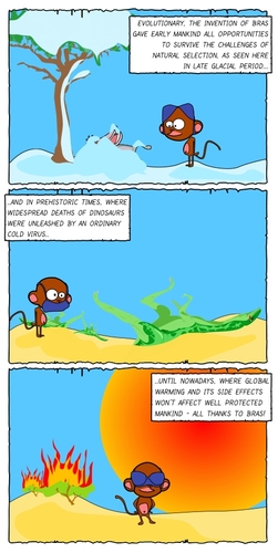 Cartoon: Bras and Evolution (medium) by Jester Elly tagged comic,strip,bras,monkey,ape,global,warming
