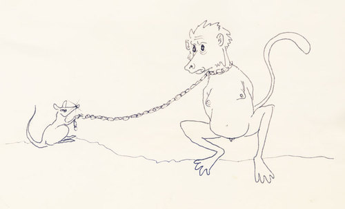 Cartoon: Mouse and Monkey (medium) by vokoban tagged pen,and,ink,doodle,drawing,scribble,pencil