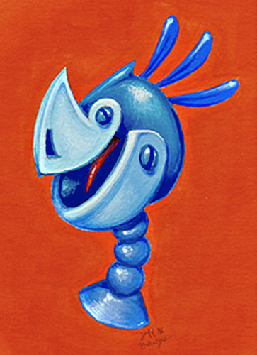 Cartoon: robot bird (medium) by vokoban tagged painting,gouache,bird,robot