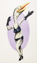 Cartoon: Dancer (small) by vokoban tagged painting airbrush bird leather dance