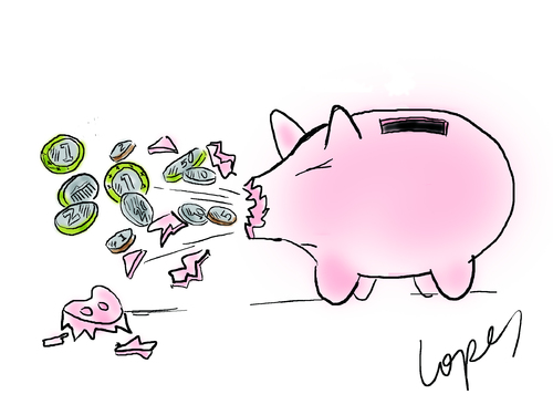 Cartoon: Piggy Flu (medium) by Lopes tagged swine,flu,piggy,bank,sneeze,coins,money,schweinegrippe