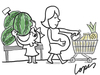 Cartoon: Watermelon Belly (small) by Lopes tagged watermelon,woman,pregnant,belly,girl,supermarket