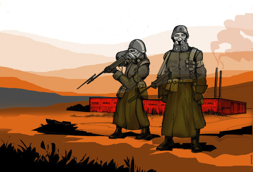 Cartoon: SanZona (medium) by gamez tagged soldier,orange,event,zona,spaceship,ground,earth