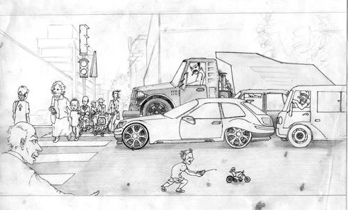Cartoon: U    r B (medium) by gamez tagged city,car,kind,child,man,people,gmz
