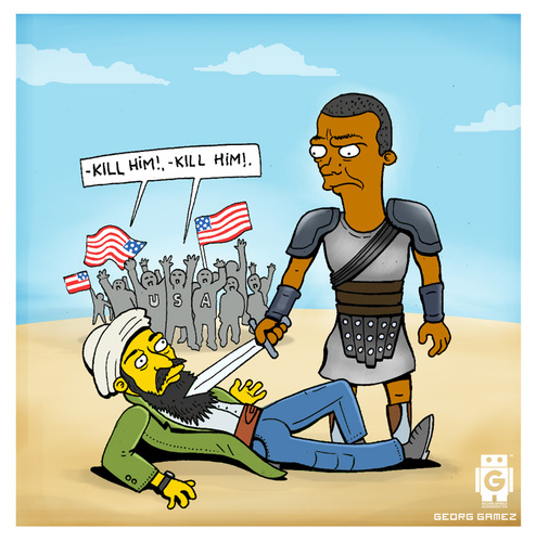 Cartoon: USAma been La Den (medium) by gamez tagged obammamia,barack,georg,gg,gamez