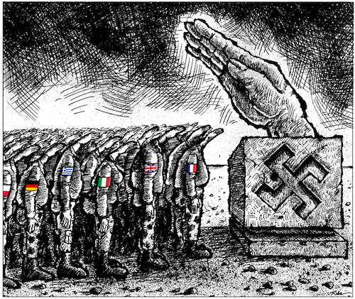 Cartoon: A new Nazism in Europe - Ridha H (medium) by Ridha Ridha tagged new,nazism,extreme,fascist,party,grudge,violence,wars