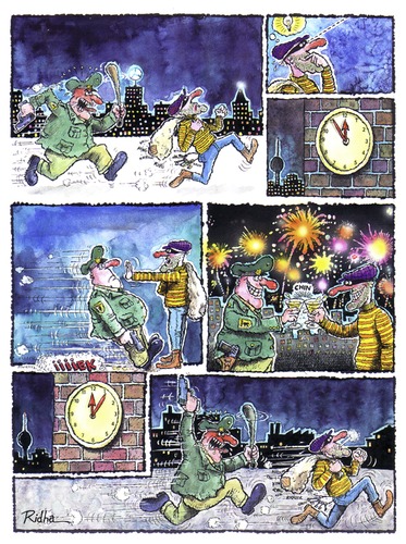 Cartoon: New Year Celebration (medium) by Ridha Ridha tagged new,year,celebration,cartoon,by,ridha