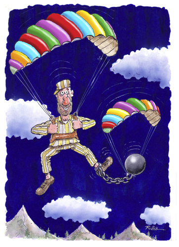 Cartoon: Parachute 1 (medium) by Ridha Ridha tagged parachute,cartoon,by,ridha