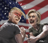 Cartoon: Hillary Clinton vs. Donald Trump (small) by Ridha Ridha tagged hillary,clinton,vs,donald,trump,politicians,elections,usa,cartoon,by,ridha