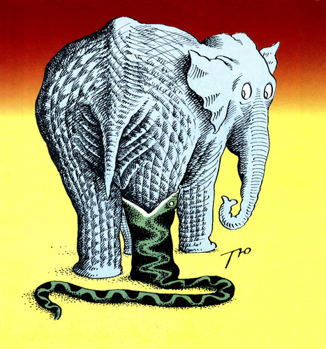 Cartoon: Good and evil. (medium) by tunin-s tagged elephant,and,boa