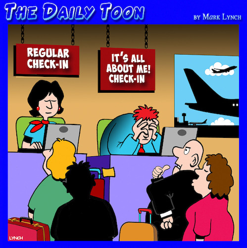 Cartoon: Airline check in (medium) by toons tagged entitlement,first,class,passengers,air,travel,entitlement,first,class,passengers,air,travel