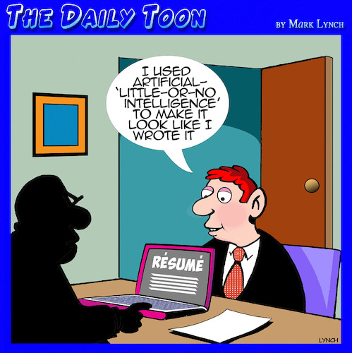 Cartoon: Artificial intelligence (medium) by toons tagged ai,resumes,stupidity,ai,resumes,stupidity