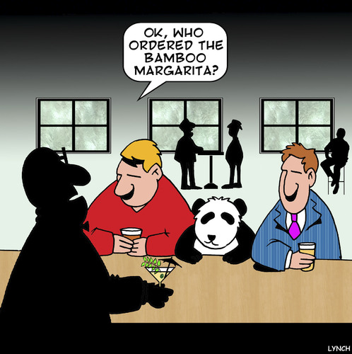 Cartoon: Bamboo margarita (medium) by toons tagged panda,margarita,alcohol,cocktails,panda,margarita,alcohol,cocktails