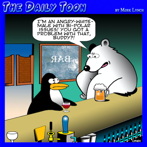Cartoon: Bi Polar (medium) by toons tagged polar,bears,angry,white,male,bi,penguins,animals,polar,bears,angry,white,male,bi,penguins,animals