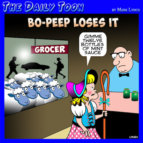 Cartoon: Bo Peep (medium) by toons tagged little,bo,peep,fairy,tales,sheep,lamb,chops,mint,sauce,little,bo,peep,fairy,tales,sheep,lamb,chops,mint,sauce
