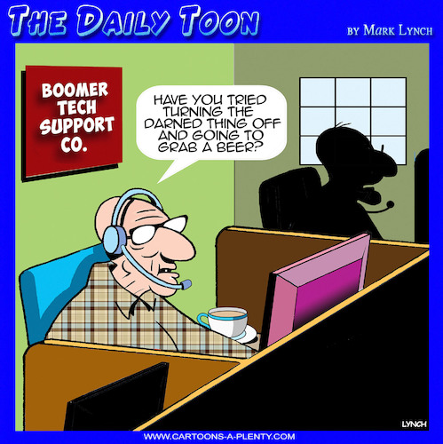 Cartoon: Boomer (medium) by toons tagged tech,advice,support,beer,boomers,tech,advice,support,beer,boomers