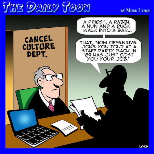 Cartoon: Cancel culture (medium) by toons tagged canceling,culture,staff,party,jokes,canceling,culture,staff,party,jokes