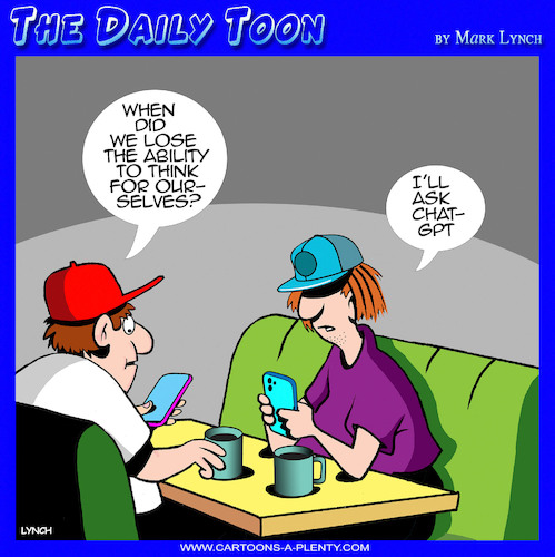 Cartoon: Chat gpt (medium) by toons tagged dumbing,down,ai,artificial,intelligence,dumbing,down,ai,artificial,intelligence