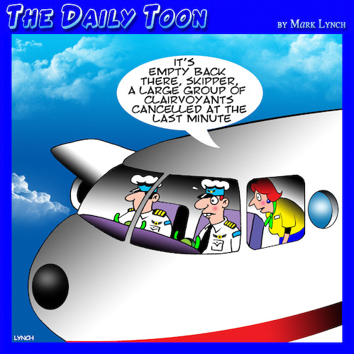 Cartoon: Clairvoyants (medium) by toons tagged psychics,clairvoyant,pilots,stewardess,aviation,psychics,clairvoyant,pilots,stewardess,aviation