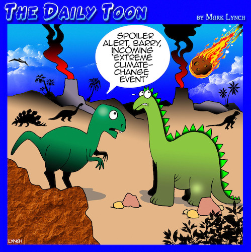 Cartoon: Climate change events (medium) by toons tagged meteorites,ice,age,dinosaurs,meteorites,ice,age,dinosaurs